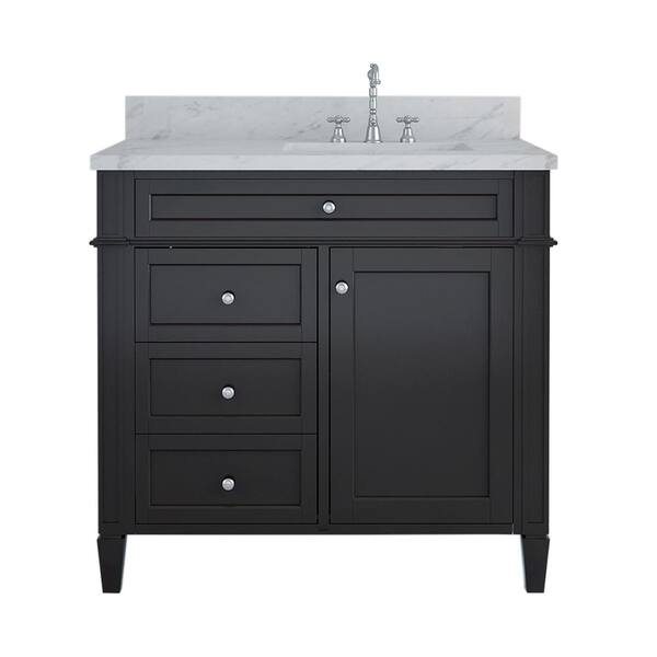 Unbranded Birmingham 36 in. W x 34 in. H Bath Vanity in Espresso with Marble Vanity Top in White with White Basin