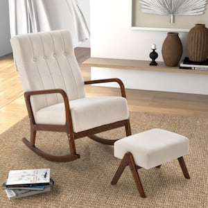 Modern Upholstered Accent Chair with Rubber Wood Legs