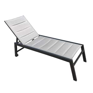 Outdoor Chaise Lounge Chair, Five-Position Adjustable Aluminum Recliner for beach, yard, patio, pool(Gray Fabric)