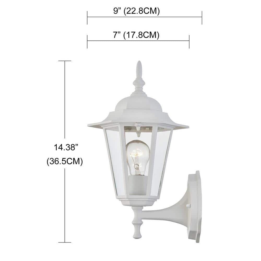 White Aluminum and Glass Outdoor Wall Lantern Set