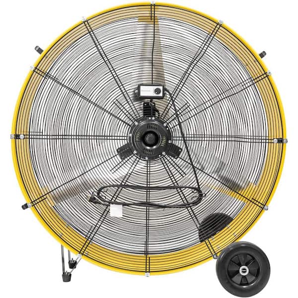 42 in. 2 Fan Speeds Drum Fan in Yellow with Handle and Wheels, Industrial Fan