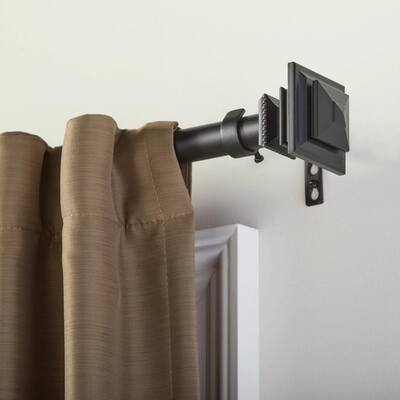 Mix and Match Square 1 in. Curtain Rod Finial in Matte Black (2-Pack)