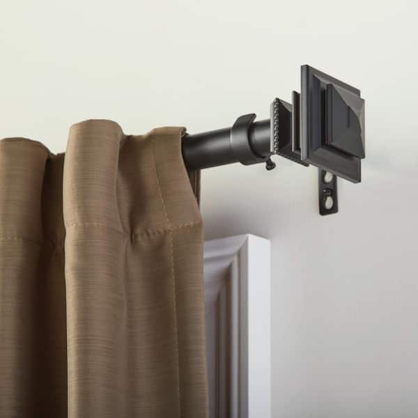 Square Matte Black Plastic Curtain Rod Finial (Set of 2)