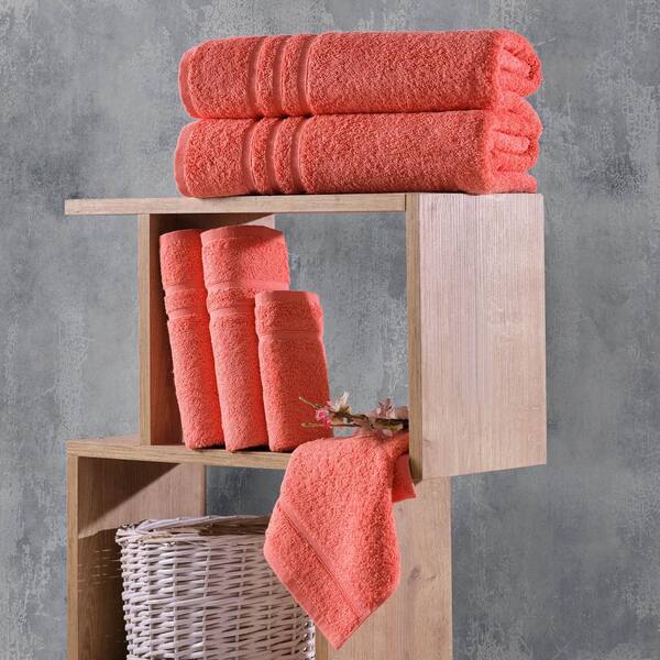 Hammam Linen 6-Piece Coral Turkish Cotton Bath Towel Set SN554ST06 - The  Home Depot