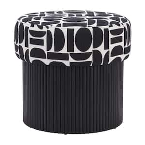 Black Storage Polyester Ottoman