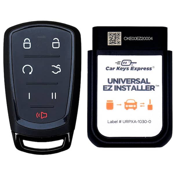 Car Keys Express Universal Smart Key Simple Key with 6 Buttons: Lock Unlock, Trunk Remote Start, Function Button 1, and Function Button 2