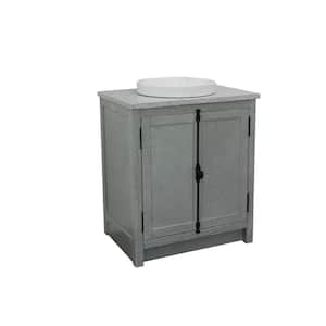 Plantation 31 in. W x 22 in. D Bath Vanity in Gray with Granite Vanity Top in Gray with White Round Basin