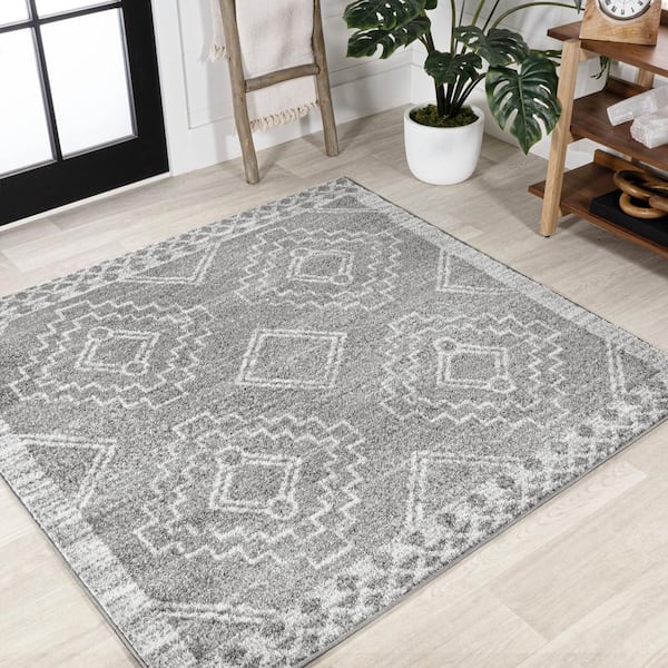 JONATHAN Y Amir Moroccan Beni Souk Gray/Cream 3' Square Area Rug