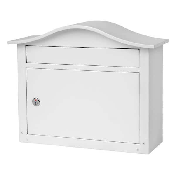 Architectural Mailboxes Saratoga White, Medium, Steel, Locking Wall Mount Mailbox