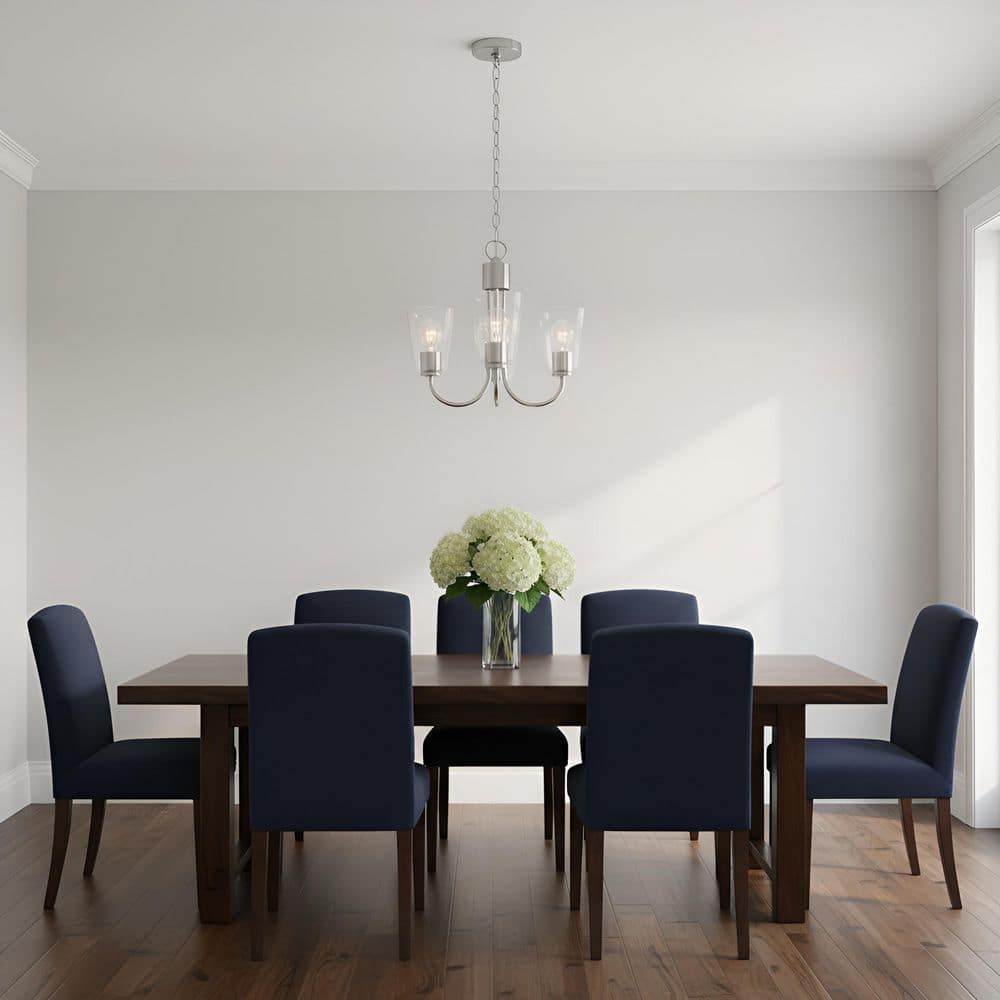 Miles 3-Light Brushed Nickel with Clear Glass Shades Transitional Dimmable Chandelier price history on PriceWatchPro