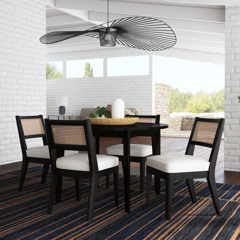 Brentwood Black Round Wood Dining Table for Four