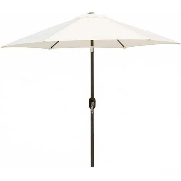 Alpulon 7.5 ft. Metal Outdoor Market Crank and Tilt Patio Umbrella in Cream