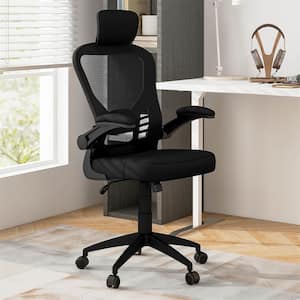 S-Series Mesh Seat Adjustable Height Lumbar Support Ergonomic Office Chair in Black with Flip-Up Arms