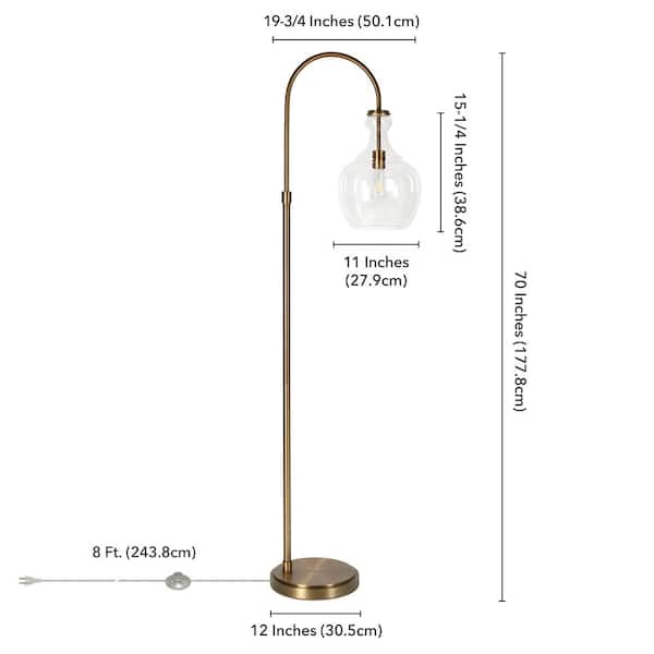 Meyer&Cross Henderson 62 in. Brass Arc Floor Lamp with Clear Glass Shade  FL0776 - The Home Depot