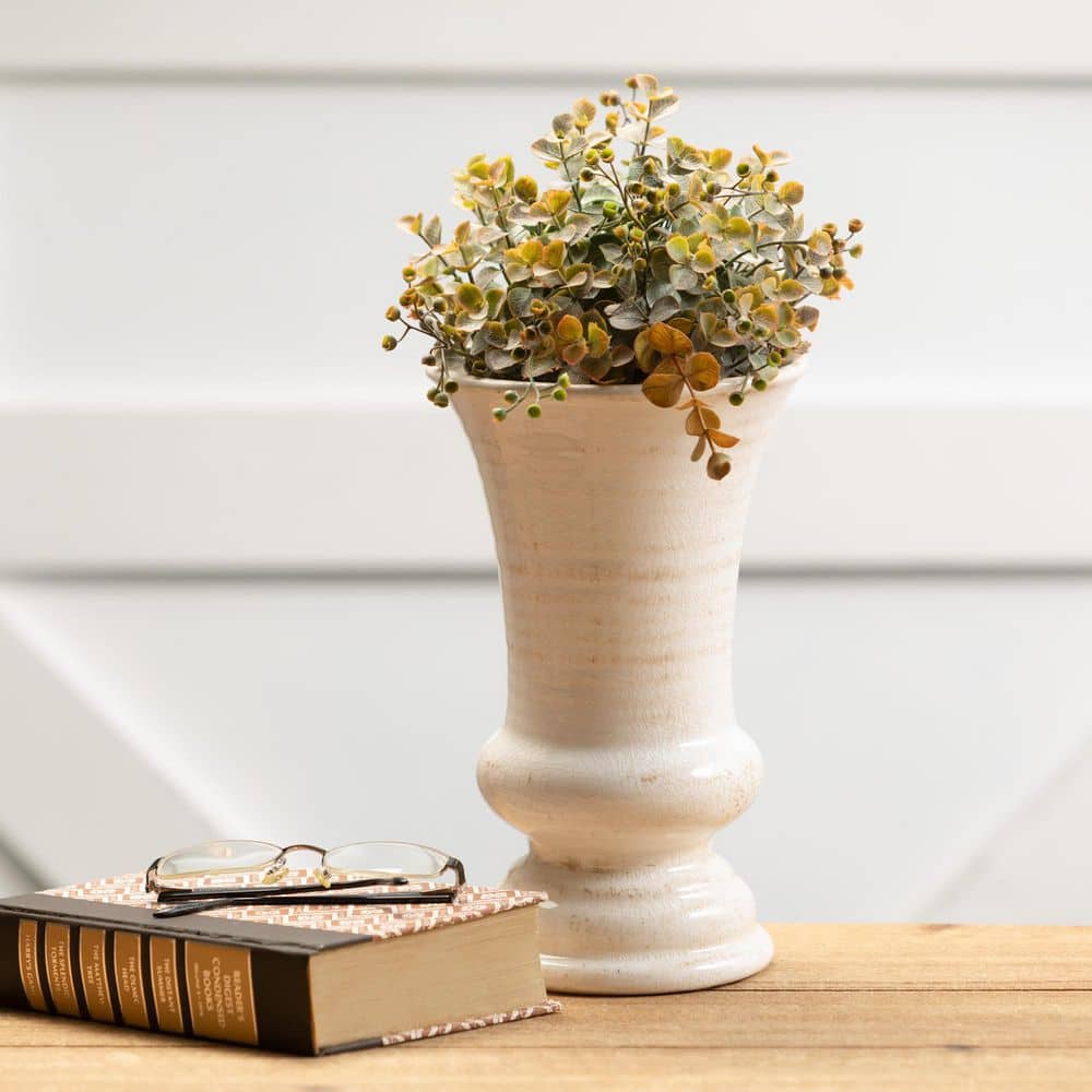 Effortless Ivory Ceramic Bouquet Vase 8.5"L x 11.5"H