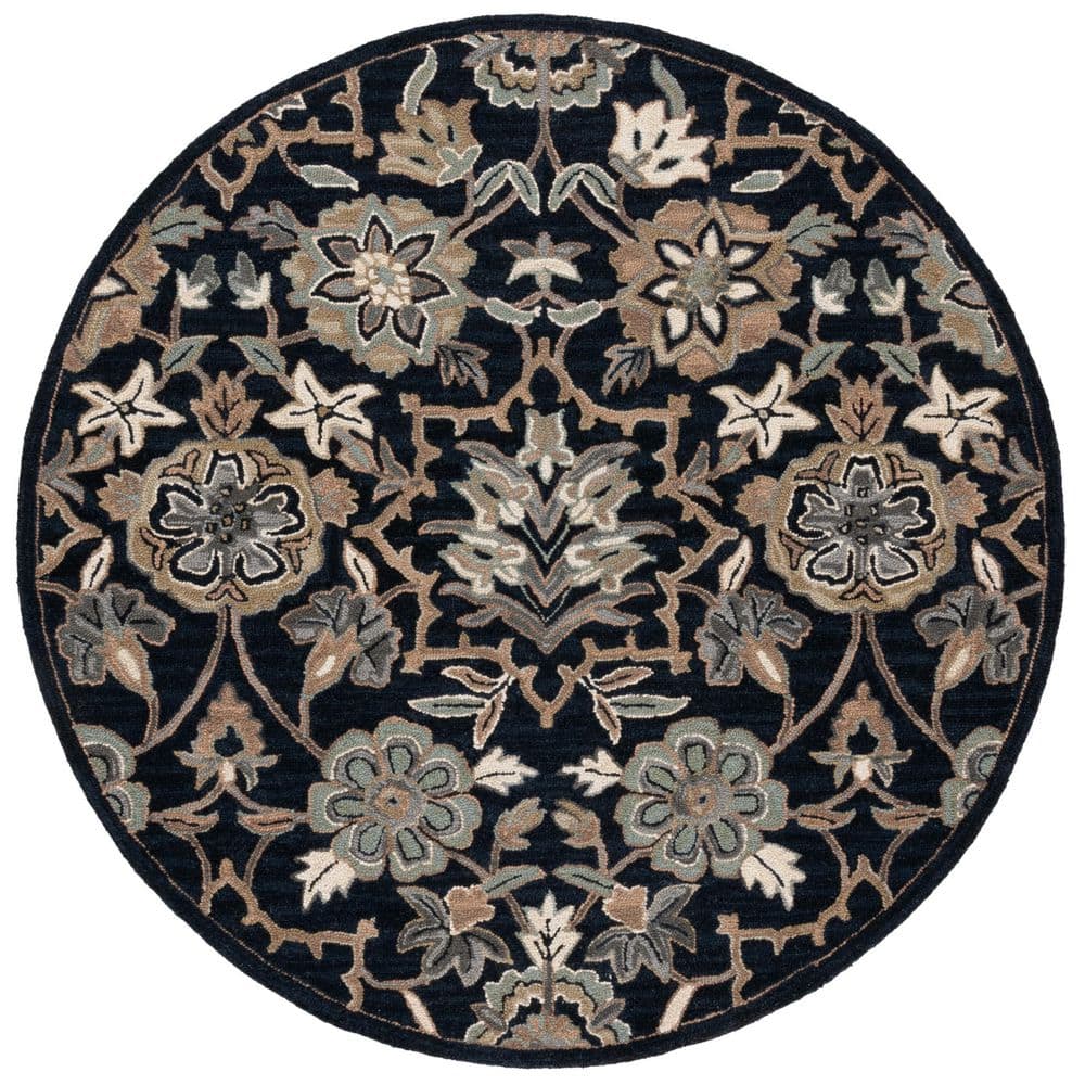 Metro 6 ft. x 6 ft. Black/Beige Floral Ornate Round Area Rug price history on PriceWatchPro