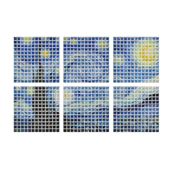 10 in. x 10 in. x 0.04 in. H Vinyl Peel and Stick Wall Tile Backsplash, Removable Art Decal for Kitchen (6-Pack)