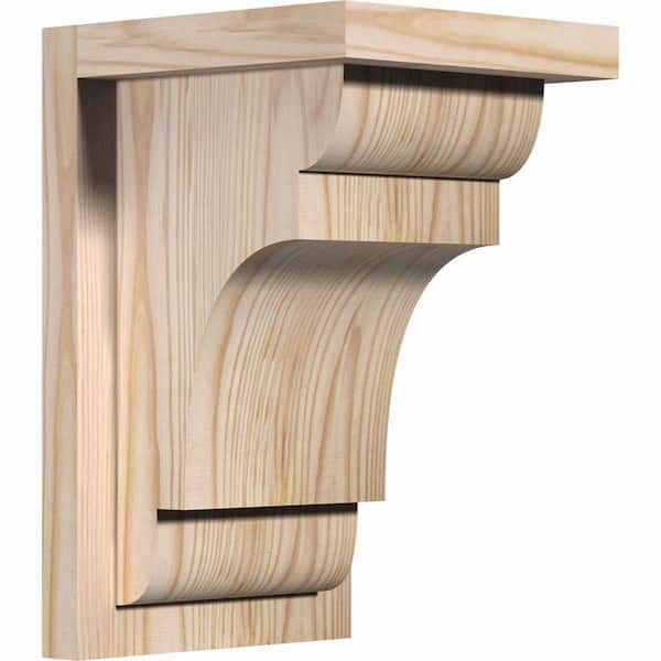 Ekena Millwork 7-1/2 in. x 8 in. x 12 in. Douglas Fir New Brighton Smooth Corbel with Backplate