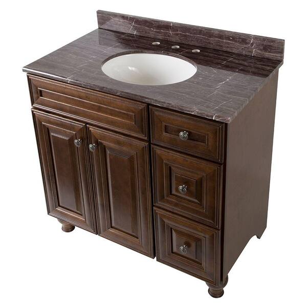 Home Decorators Collection Templin 37 in. Vanity in Coffee with Stone Effects Vanity Top in Coffee