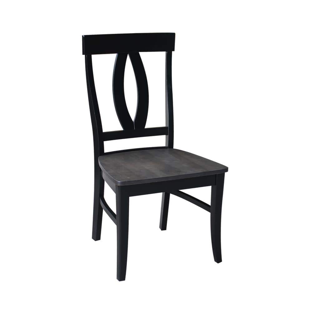 Elegant Cosmo High-Back Side Chair in Coal-Black Solid Wood