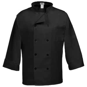 C10P Unisex XS Black Long Sleeve Classic Chef Coat