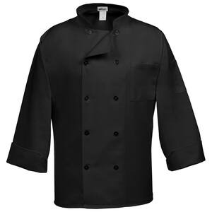 C10P Unisex XL Black Long Sleeve Classic Chef Coat