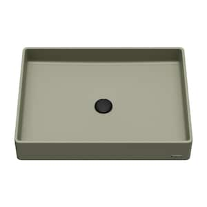 SQS500 23-5/8 in. Quartz Rectangular Vessel Bathroom Sink in Sage Green