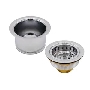 3-1/2 in. Twist Style Large Kitchen Basket Strainer with Extra-Deep Disposal Flange in Polished Chrome