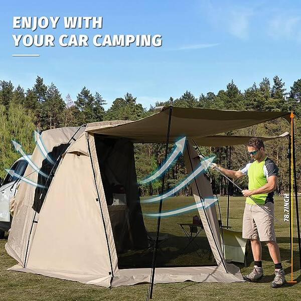 Unbranded - Khaki Vehicle SUV Car Tent, Tailgate Shade Awning Tent for Camping, Picnic, Travelling