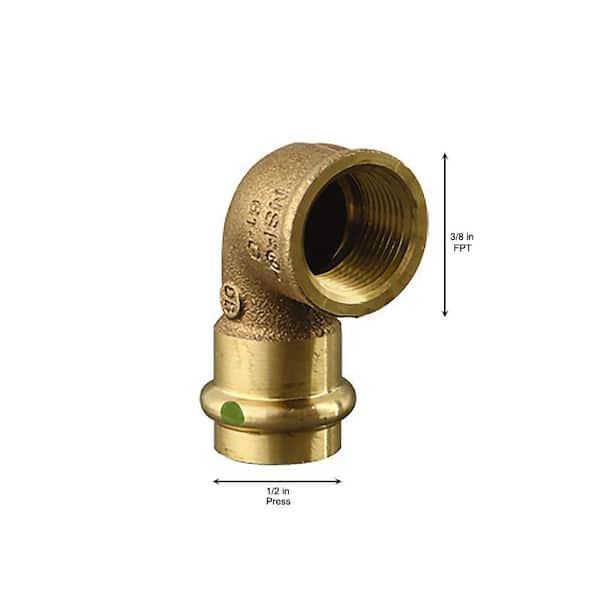 ProPress 1/2 in. Press x 3/8 in. FPT Zero-Lead Bronze 90° Reducing Elbow (5-Pack)