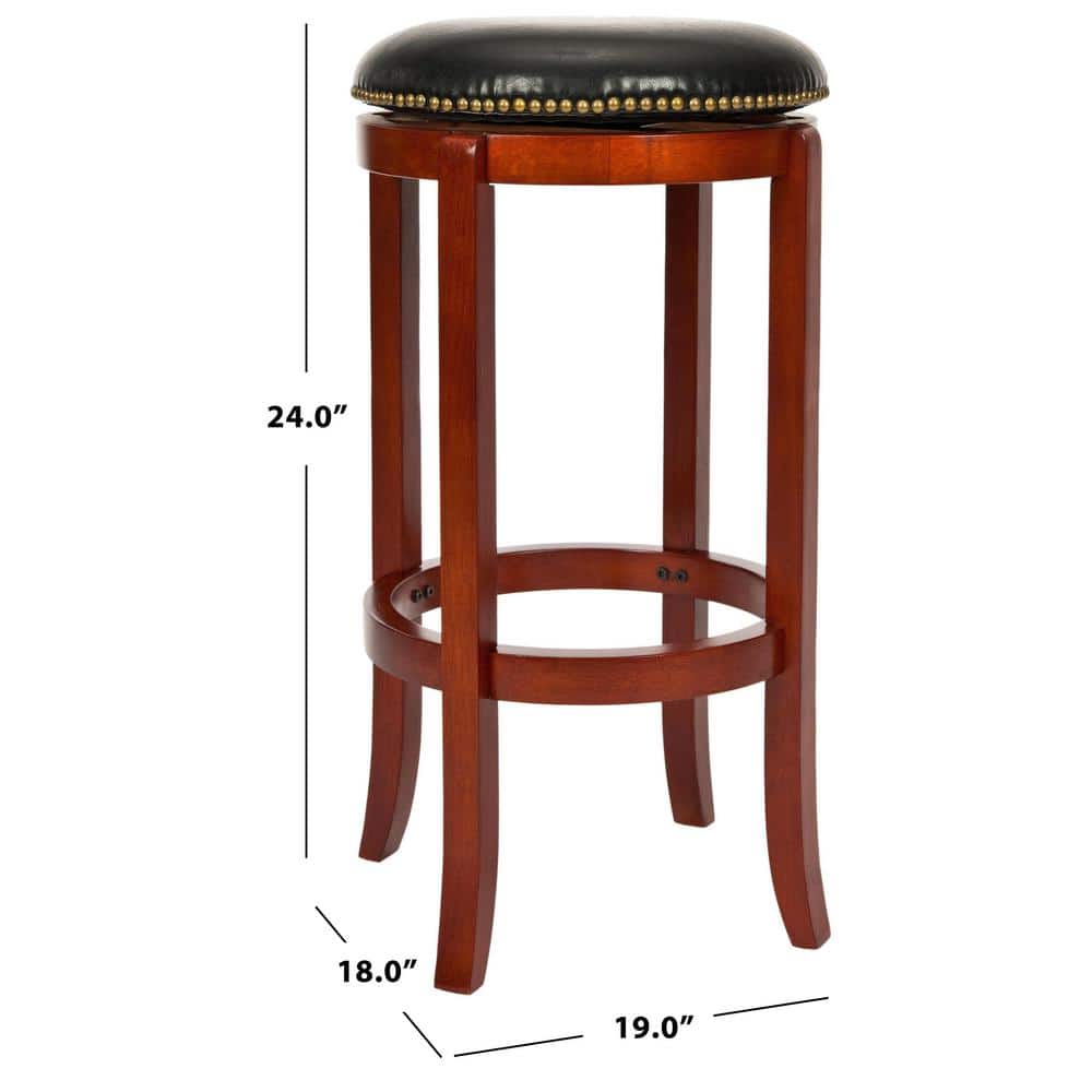 Ellwood Light Cherry and Black Leather Swivel Counter Stool