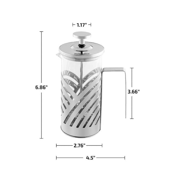 Ovente Fsl12s Series Stainless Steel French Coffee Press 12 oz Leaf