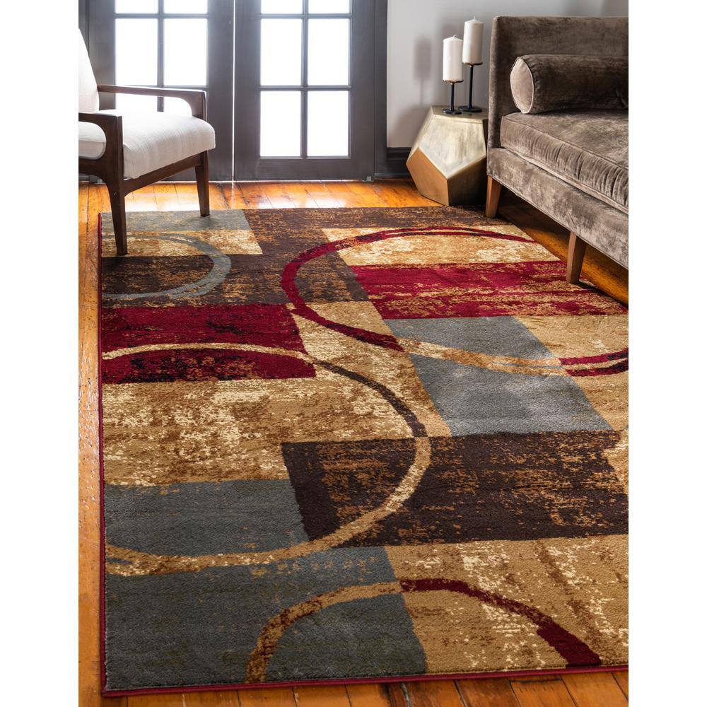 Braided Handmade Brown Abstract 8' x 10' Synthetic Rug
