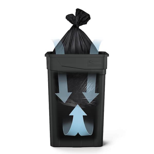 Slim 23 Gal. Black Plastic Trash Can With Handles