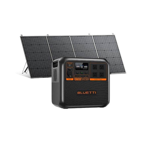 BLUETTI 1800W Continuous/2700W Peak Output Power Station AC180P Push Button Start LiFePO4 Battery Generator + 420W Solar Panel