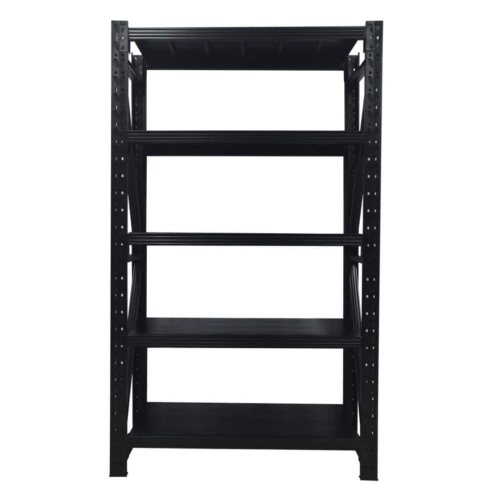 5-Tire Steel Heavy Duty Adjustable Garage Storage Shelving Unit with Side Rail in Black (46 in. W x 77 in. H x 20 in. D) price history on PriceWatchPro