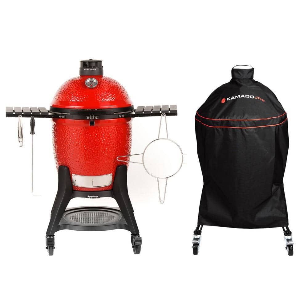 Classic Joe III 18 in. Charcoal Grill in Blaze Red Plus Cover Bundle