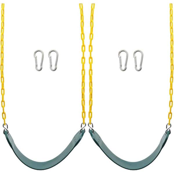 Heavy Duty Swing Seats with 66 Chain Playground Set Accessories Replacement Support 250 lbs. 2-Pack Green