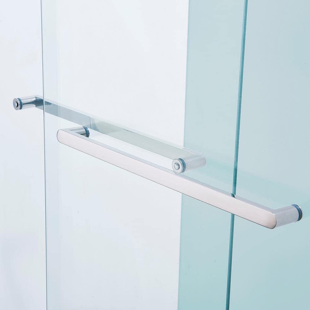 60" Chrome Frameless Double Sliding Shower Door with Clear Glass