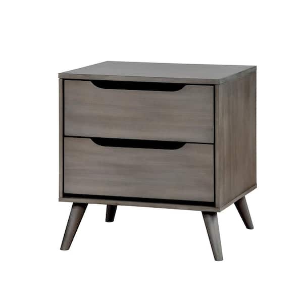 Lennart Gray Mid-Century Modern Style Nightstand