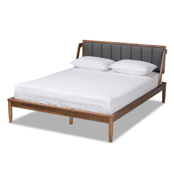 Baxton Studio Helsa Dark Grey and Walnut Full Platform Bed 175