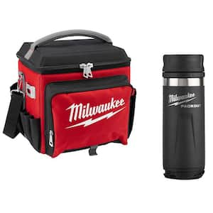 21 Qt. Soft Sided Jobsite Lunch Cooler with PACKOUT Black 18 oz. Insulated Bottle with Sip Lid