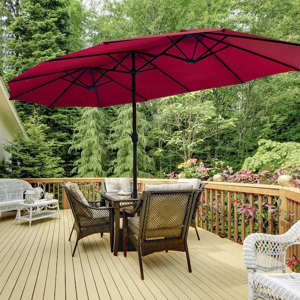 Costway 15 ft. Market Double Sided Outdoor Patio Umbrella in