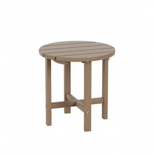 Mason 18 in. Weathered Wood Poly Plastic Fade Resistant Outdoor Patio Round Adirondack Side Table