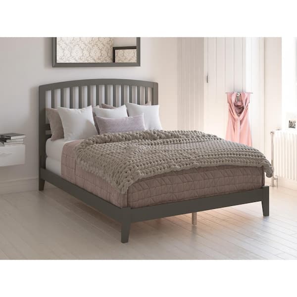 AFI Richmond Grey King Solid Wood Frame Low Profile Platform Bed with Attachable USB Device Charger