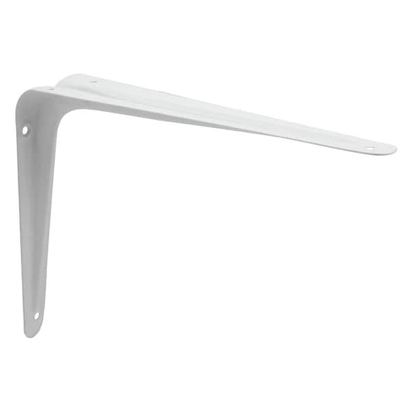 Shelf Brackets, 6-in. x 8-in., Stamped Steel, White Enamel Finish (2-pack)