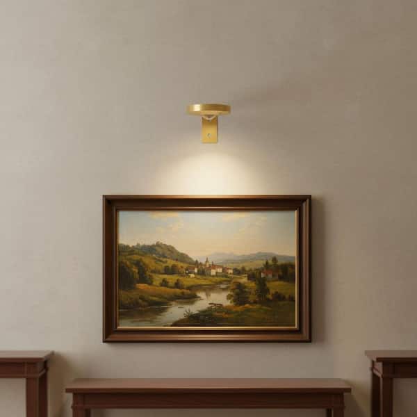 3 Pack LED Gold Picture Lights for Wall, Rechargeable Dimmable Art Frame Lights with Remote and Timer, Adjustable Color