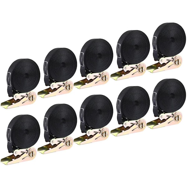 20 ft. x 1 in. No Hook Endless Ratchet Strap Heavy Duty Fastener 1760 lbs. Break Strength Tie Down 10 Pack
