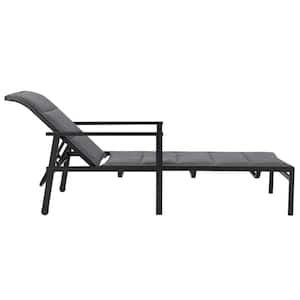 High Garden Black Steel Padded Sling Outdoor Patio Chaise Lounge Chair