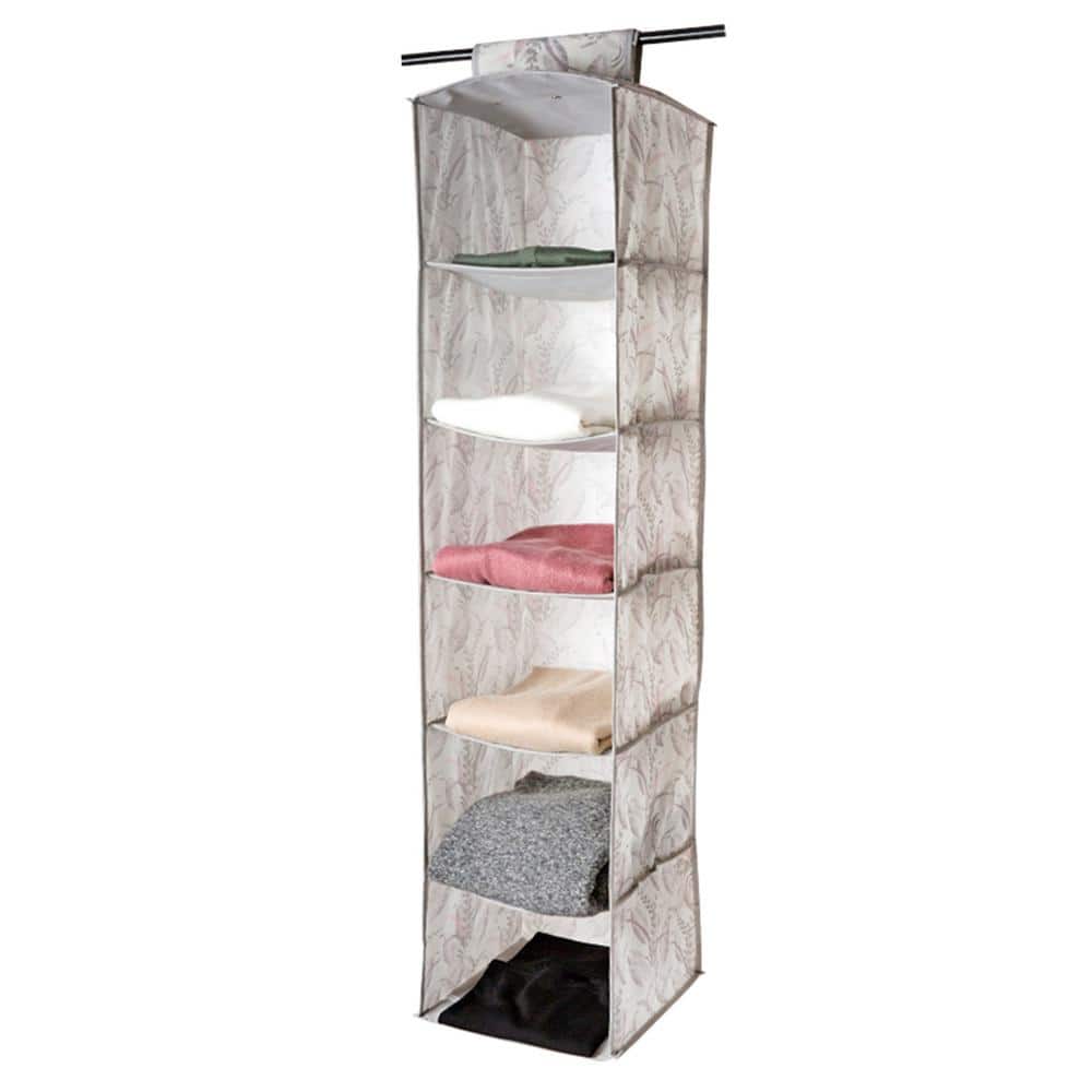 Laura Ashley 48 in. H Gray Fabric Hanging Closet Organizer LA95707